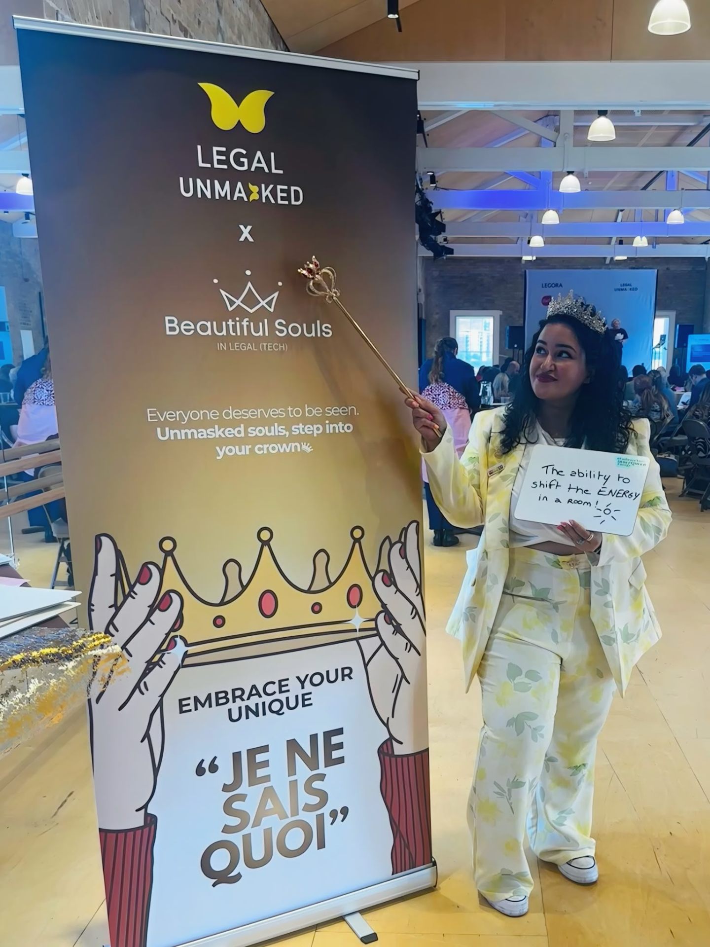 Leila on stage at Legal Unmasked x Beautiful Souls